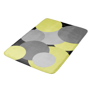 Yellow with Grey Polka Dots  Bath Mat
