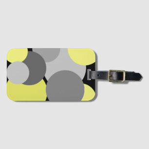 Yellow with Grey Polka Dots Luggage Tag