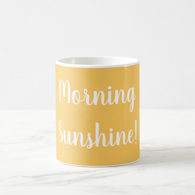 Yellow with Morning Sunshine in White Text Coffee Mug (Center)