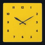 Yellow with Numbers Square Wall Clock<br><div class="desc">Minimal yellow wall clock with numbers in a cartoonish font.</div>