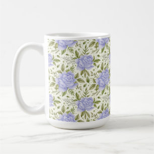 YELLOW WITH PRETTY WATERCOLOR PURPLE FLOWERS COFFEE MUG