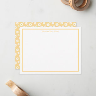 Yellow with White Daisy Pattern Note Cards