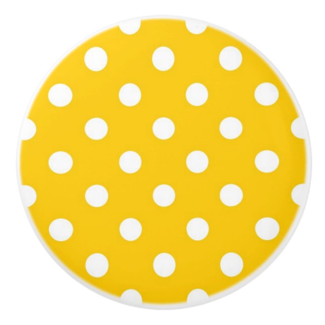 Yellow with white polka dots ceramic knob (Front)