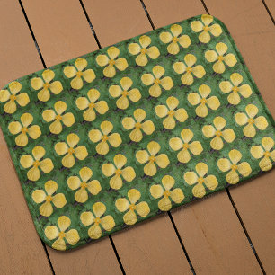 Yellow Wood Poppy Floral Pattern Bath Mat