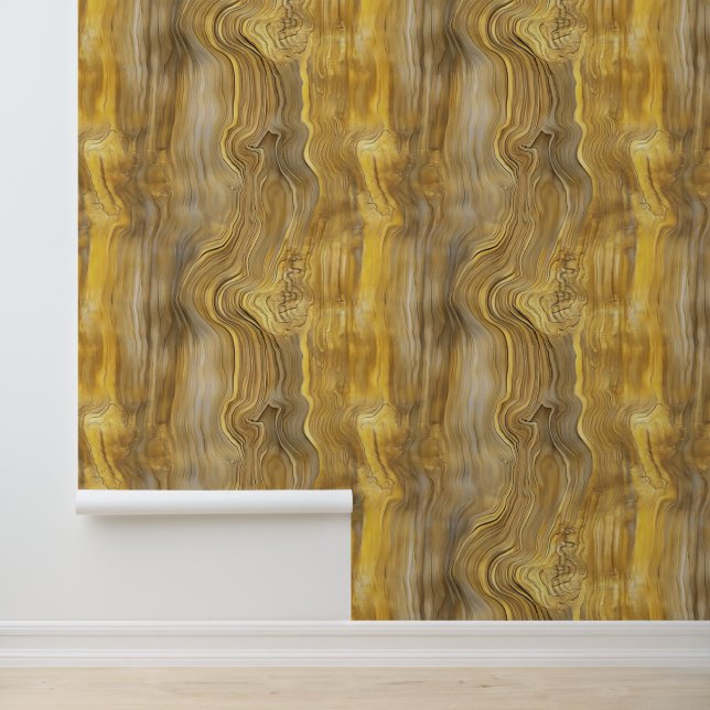 Yellow Wooden Board Pattern Wallpaper (Application)