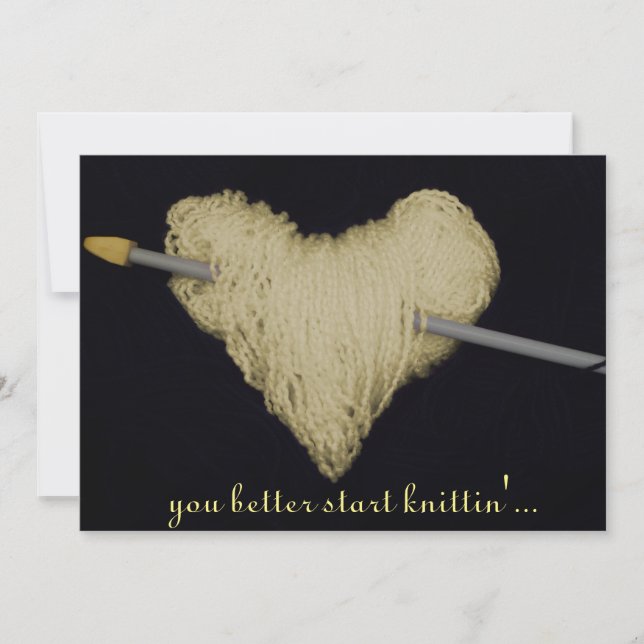yellow wool heart baby pregnancy announcement (Front)