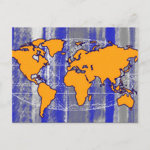 yellow world map postcard