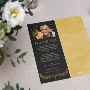 Yellow Wreath Photo Sympathy Thank You Card