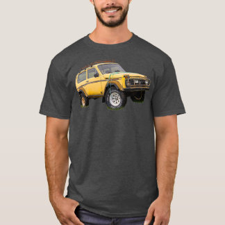 Yellow wrecked and abandoned Lada Niva car T-Shirt