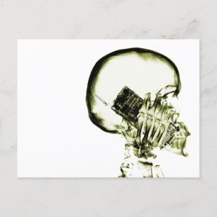 Yellow X-Ray Vision Skeleton Skull Cell Phone Postcard
