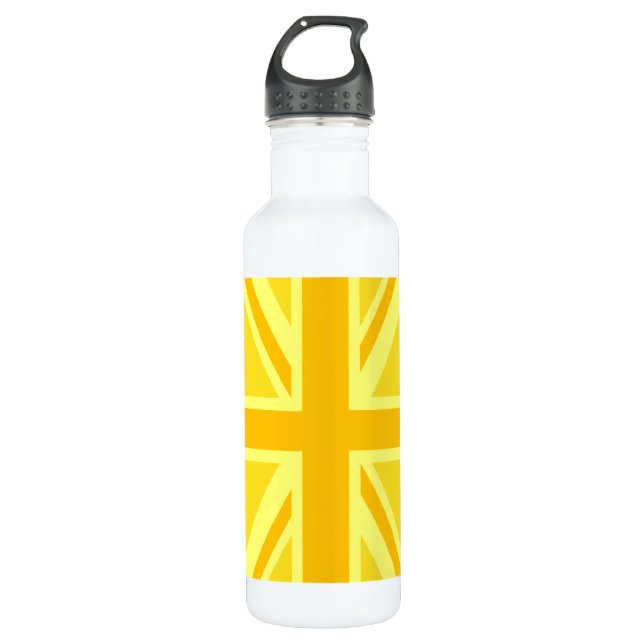 Yellow Yellow Union Jack British Flag Background 710 Ml Water Bottle (Front)