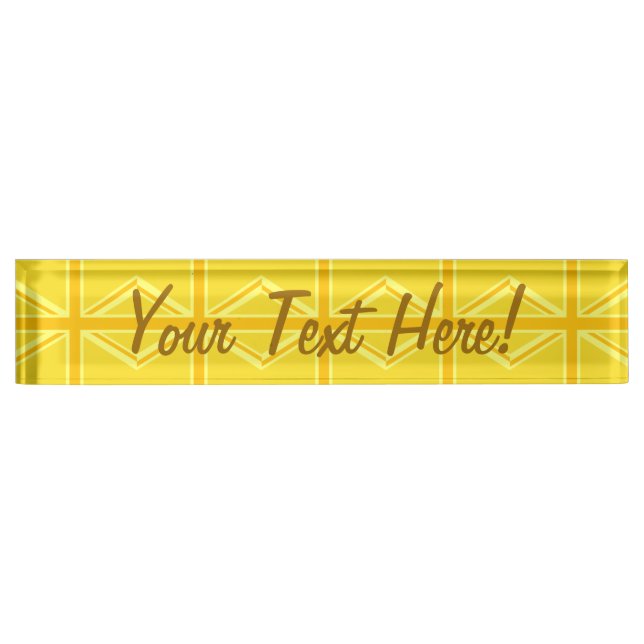 Yellow Yellow Union Jack British Flag Background Nameplate (Front)