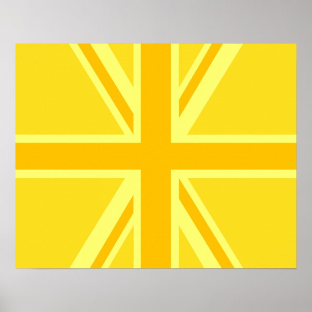 Yellow Yellow Union Jack British Flag Background Poster (Front)