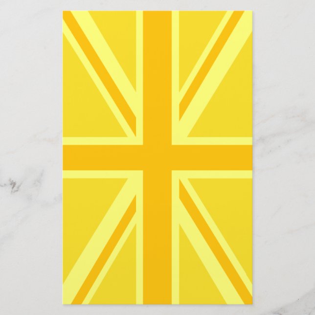 Yellow Yellow Union Jack British Flag Background Stationery (Front)