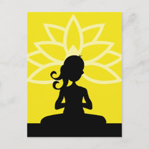 Yellow Yoga Silhouette Postcard