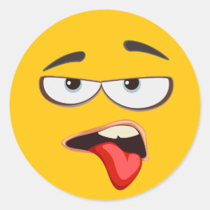 Yellow Yuck Emoji Classic Round Sticker