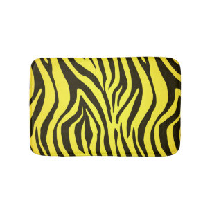 Yellow zebra animal print pattern bath mat