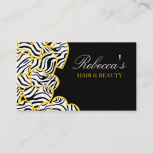 Yellow zebra Hearts Design Business Card