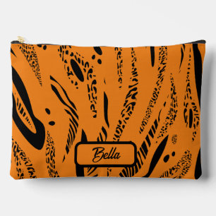 Yellow Zebra Pattern Accessory Pouch