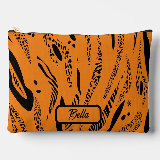 Yellow Zebra Pattern  Accessory Pouch (Front)