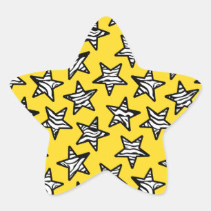 Yellow zebra print stars star sticker
