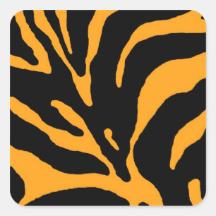 Yellow Zebra Stripe Animal Print Square Sticker