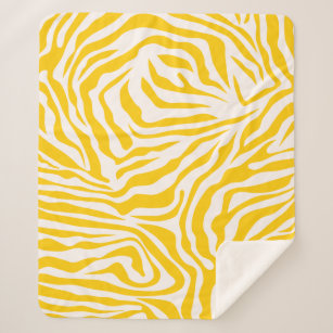Yellow Zebra Stripes Preppy Wild Animal Print Sherpa Blanket