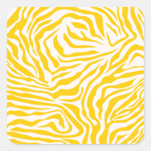 Yellow Zebra Stripes Preppy Wild Animal Print Square Sticker