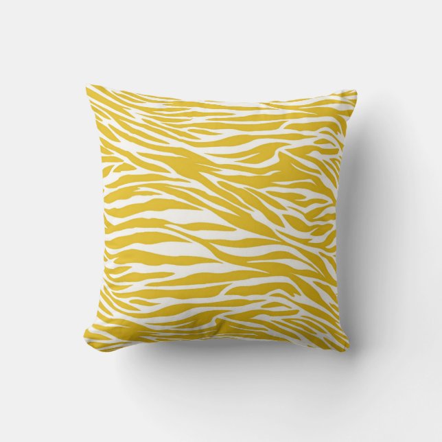 Yellow Zebra Stripes throw Pillow (Front)