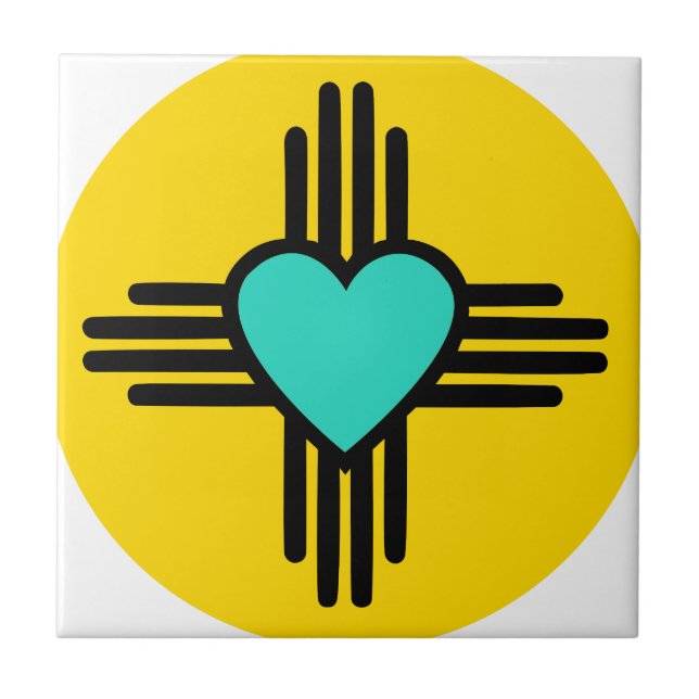 Yellow Zia Heart Ceramic Tile (Front)