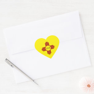 Yellow Zia Sun Puro Nuevo Mexico Heart Sticker