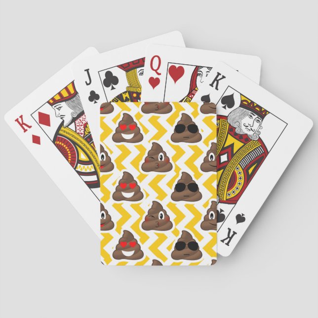 Yellow Zig Zag Poop Emojis Playing Cards (Back)