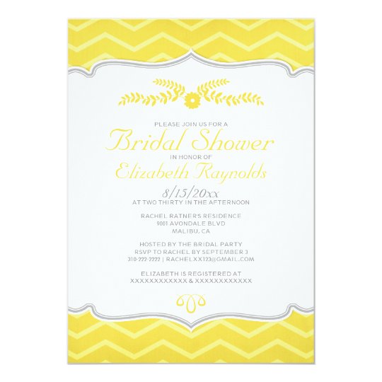 Yellow Zigzag Bridal Shower Invitations