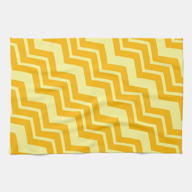 Yellow Zigzag Chevron Pattern Design  Tea Towel (Horizontal)