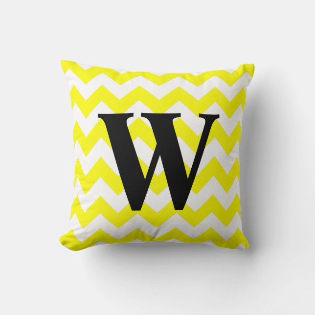 Yellow Zigzag Monogram Cushion (Front)