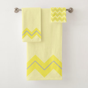 Yellow Zigzag on Grey 3 Bath Towel Set