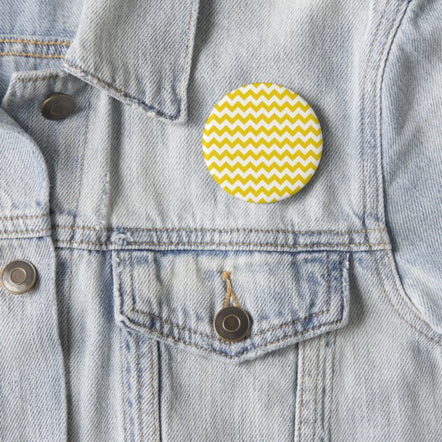 Yellow Zigzag, Yellow Chevron, Geometric Pattern 6 Cm Round Badge (In Situ)