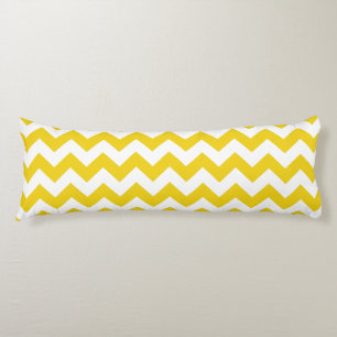 Yellow Zigzag, Yellow Chevron, Geometric Pattern Body Cushion