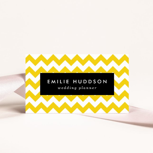 Yellow Zigzag, Yellow Chevron, Geometric Pattern Business Card (Creator Uploaded)