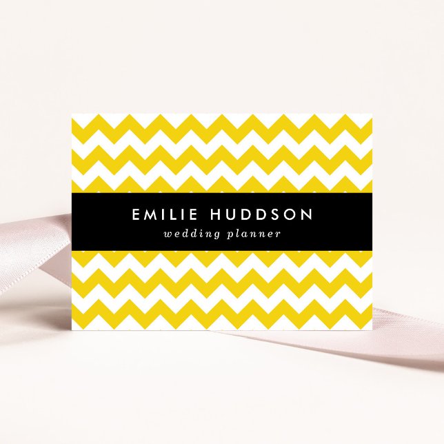 Yellow Zigzag, Yellow Chevron, Geometric Pattern Business Card (Creator Uploaded)