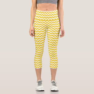 Yellow Zigzag, Yellow Chevron, Geometric Pattern Capri Leggings