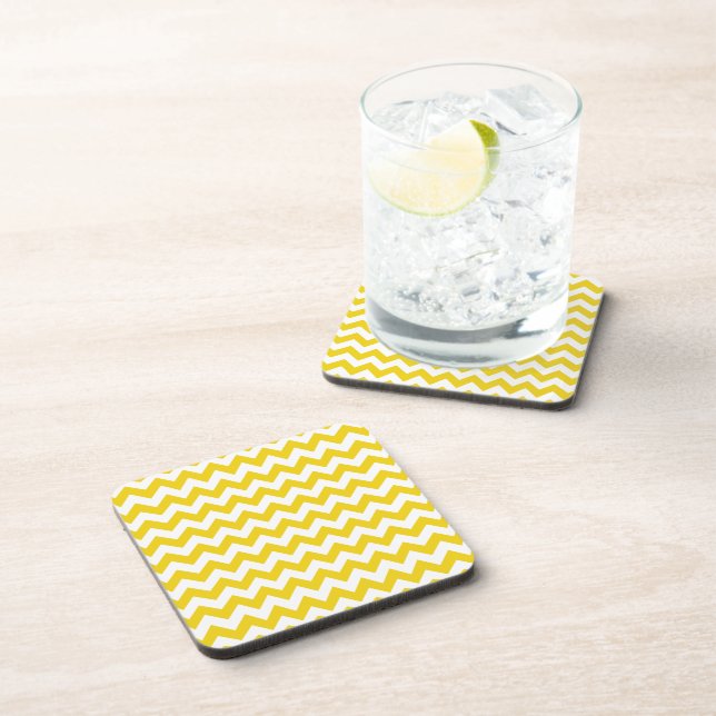 Yellow Zigzag, Yellow Chevron, Geometric Pattern Coaster (Right Side)