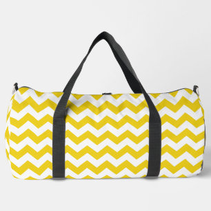 Yellow Zigzag, Yellow Chevron, Geometric Pattern Duffle Bag