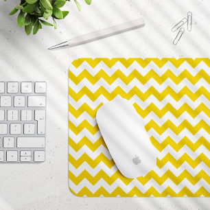 Yellow Zigzag, Yellow Chevron, Geometric Pattern Mouse Pad