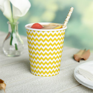 Yellow Zigzag, Yellow Chevron, Geometric Pattern Paper Cups