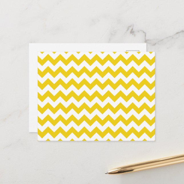 Yellow Zigzag, Yellow Chevron, Geometric Pattern Postcard (Front/Back In Situ)