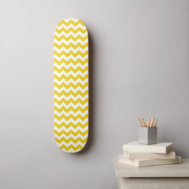 Yellow Zigzag, Yellow Chevron, Geometric Pattern Skateboard (Wall Art)