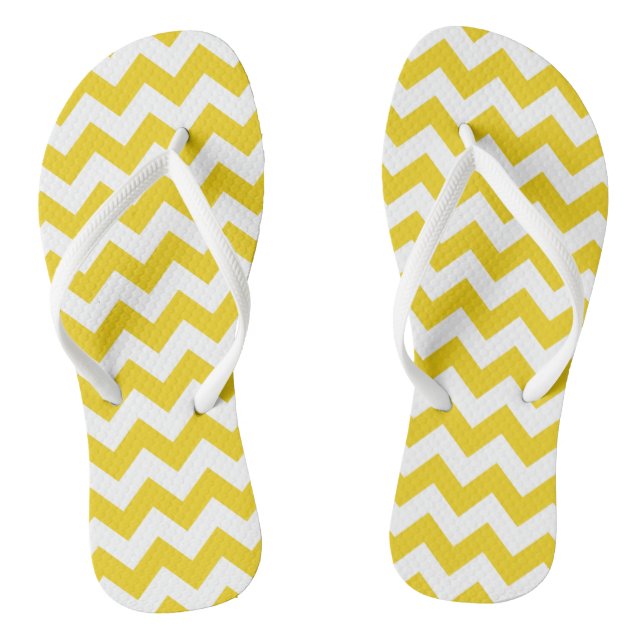 Yellow Zigzag, Yellow Chevron, Geometric Pattern Thongs (Footbed)