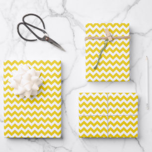 Yellow Zigzag, Yellow Chevron, Geometric Pattern Wrapping Paper Sheet