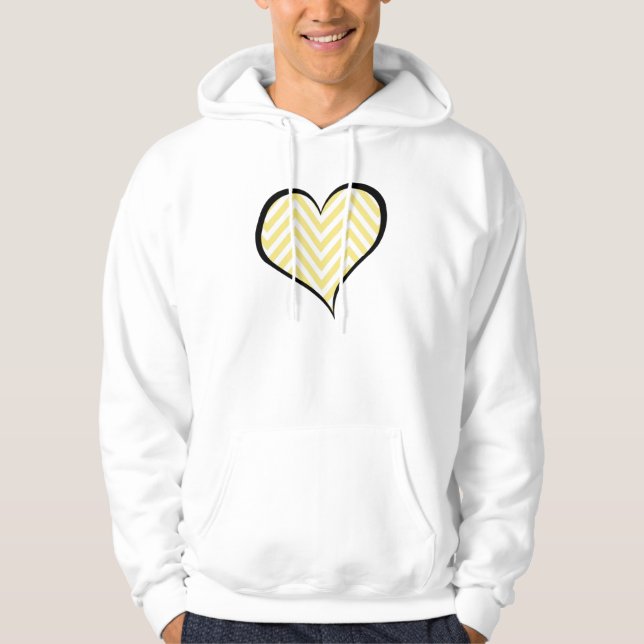 Yellow Zigzag, Yellow Chevron, Wave Pattern, Heart Hoodie (Front)